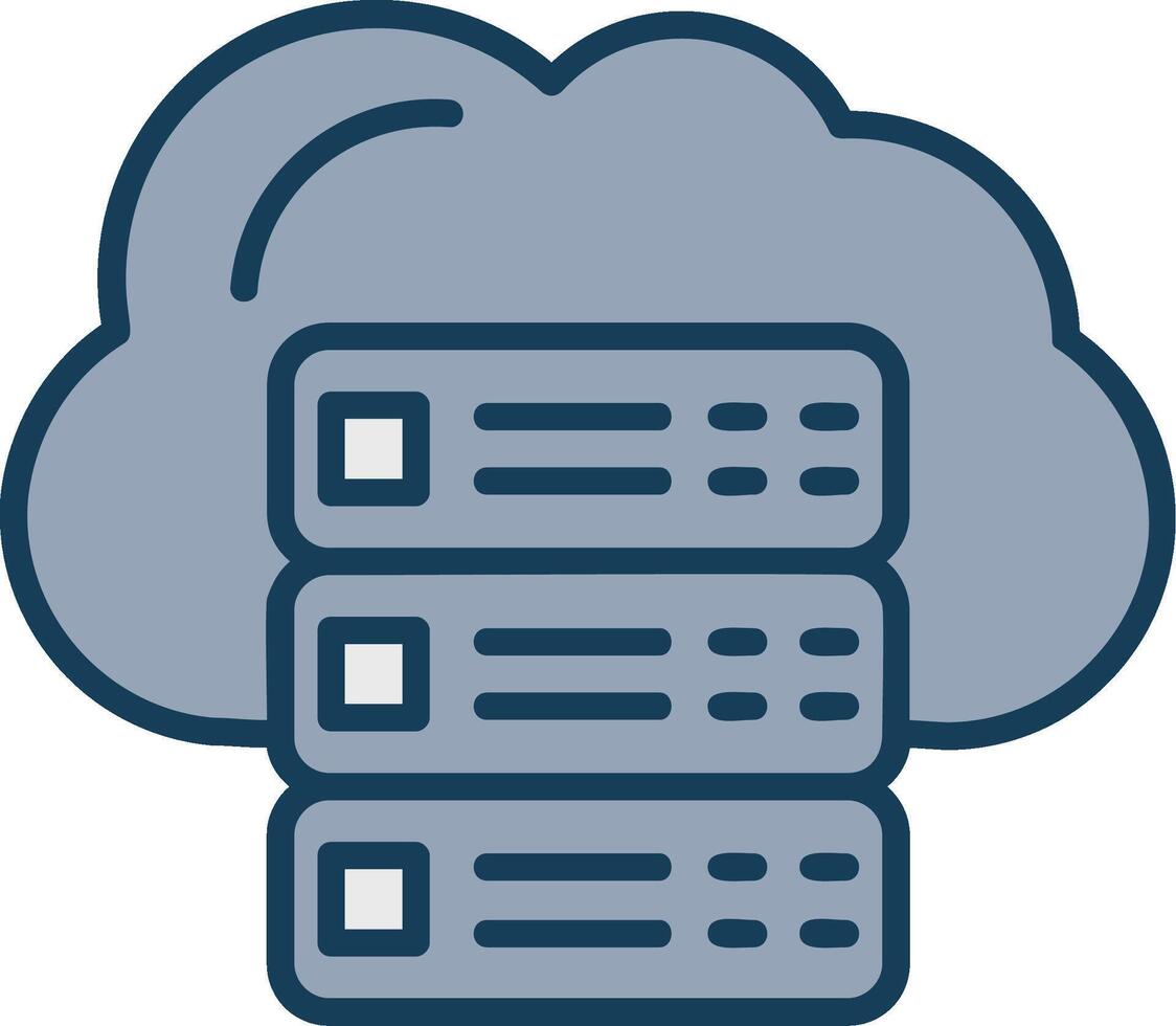 Cloud Servers Line Filled Grey Icon vector