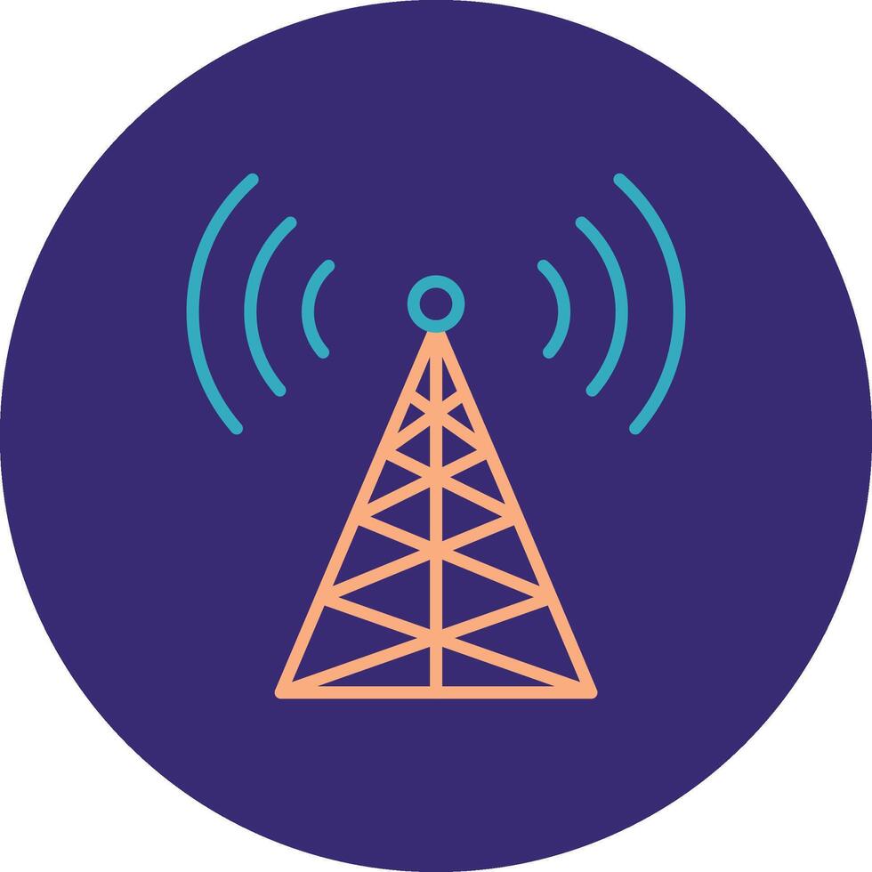 Radio Tower Line Two Color Circle Icon vector