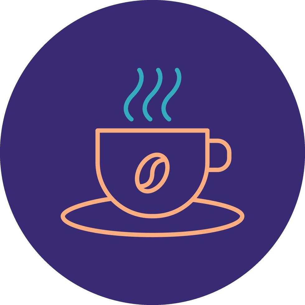 café taza línea dos color circulo icono vector