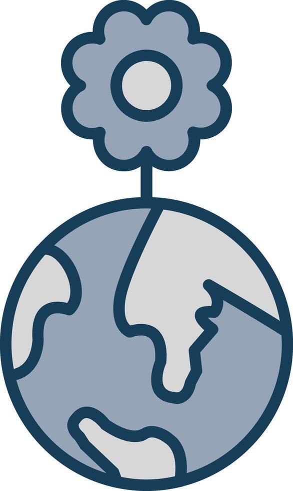 World Line Filled Grey Icon vector