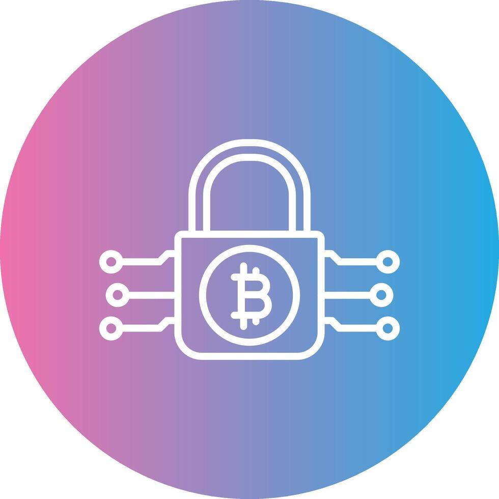 Bitcoin Encryption Line Gradient Circle Icon vector