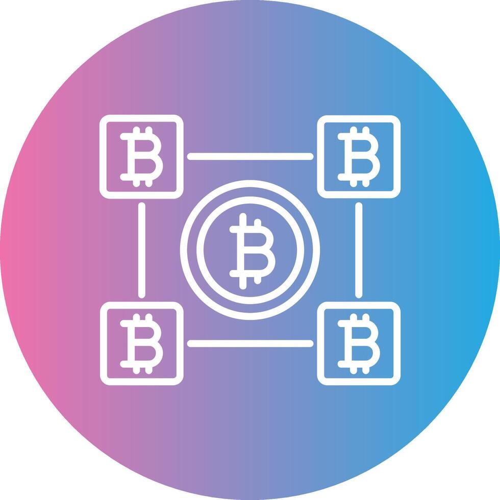 bitcoin bloques línea degradado circulo icono vector