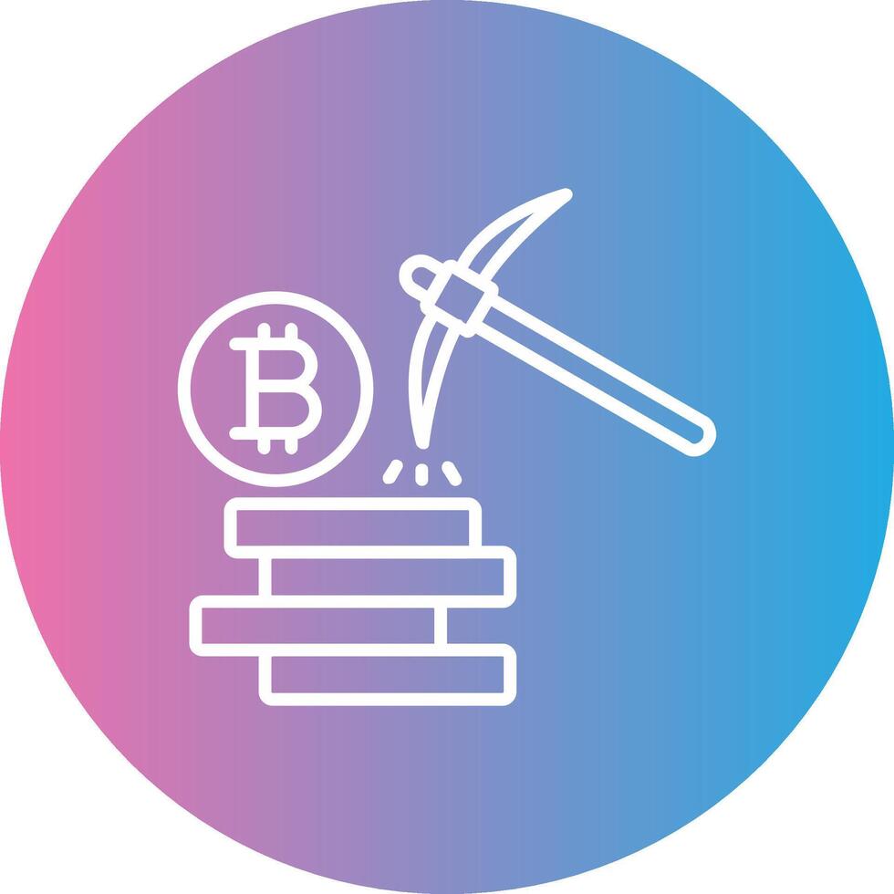 Bitcoin Mining Line Gradient Circle Icon vector