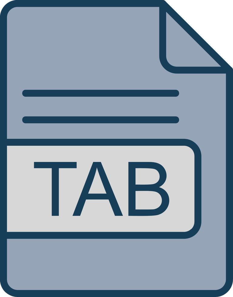 TAB File Format Line Filled Grey Icon vector