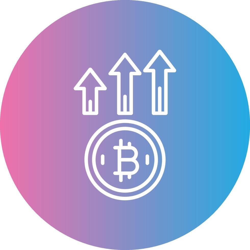 Bitcoin Up Line Gradient Circle Icon vector