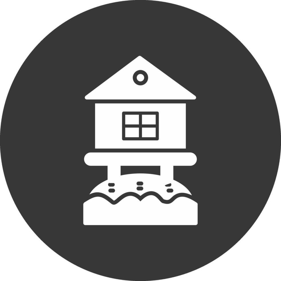 Beach Hut Glyph Inverted Icon vector