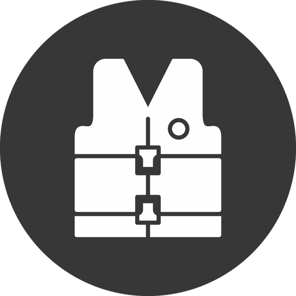 chaleco salvavidas glifo invertido icono vector