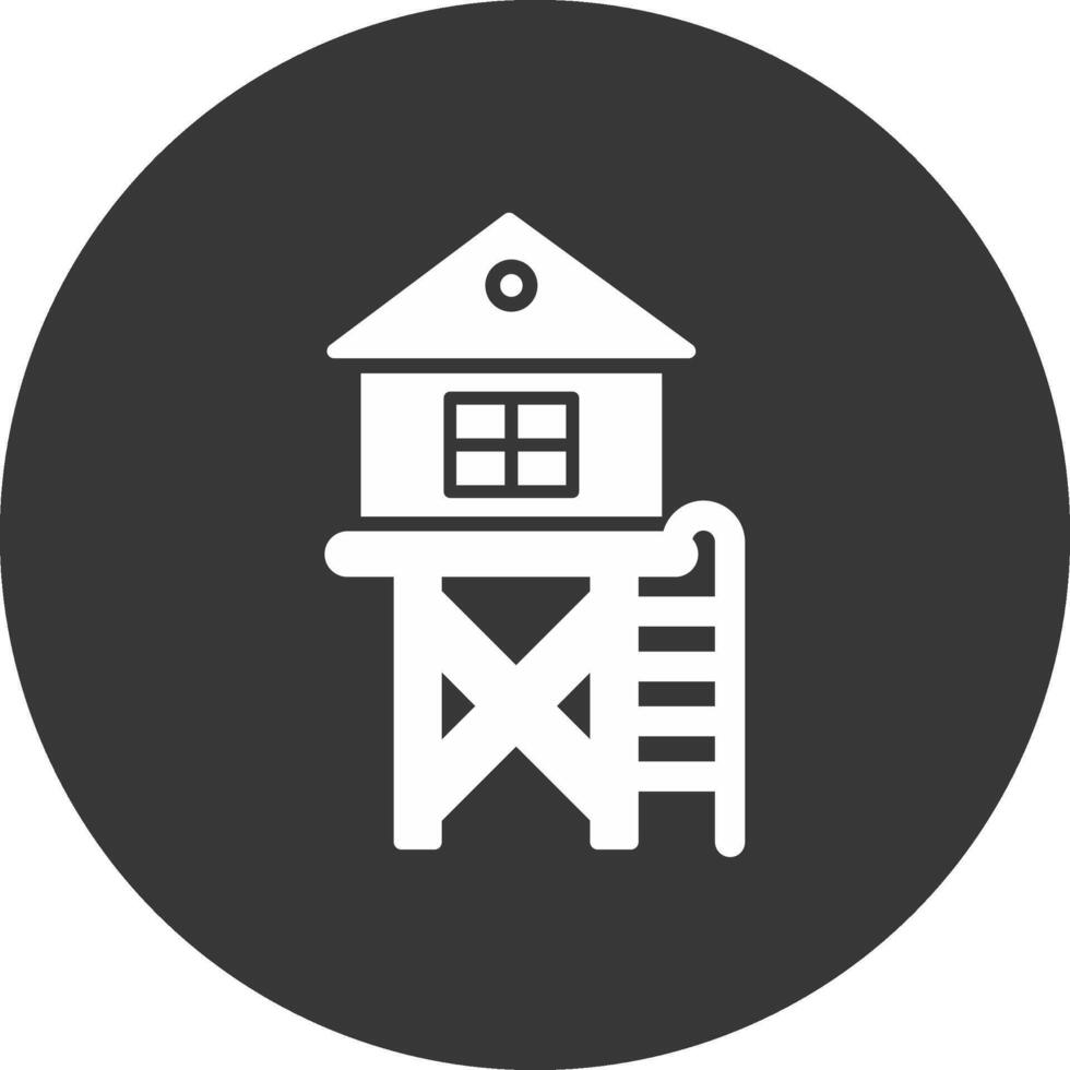 Lifeguard Tower Glyph Inverted Icon vector