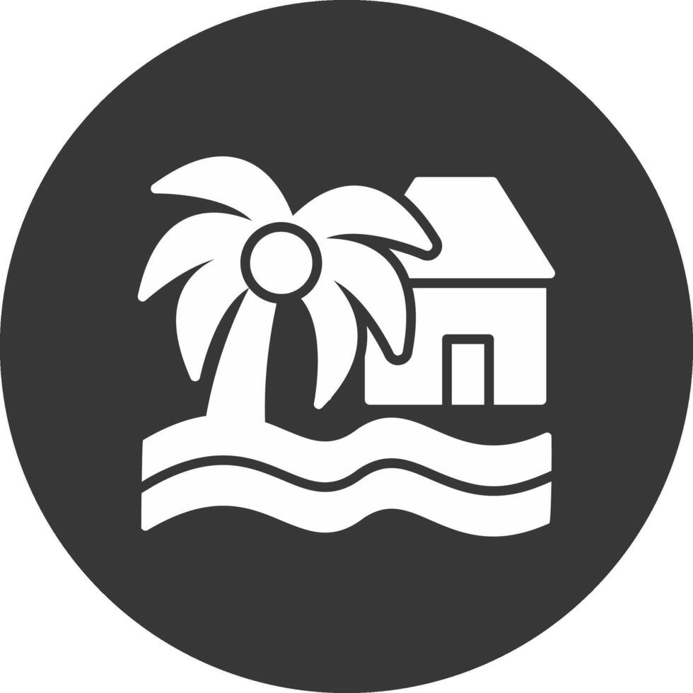 Beach House Glyph Inverted Icon vector