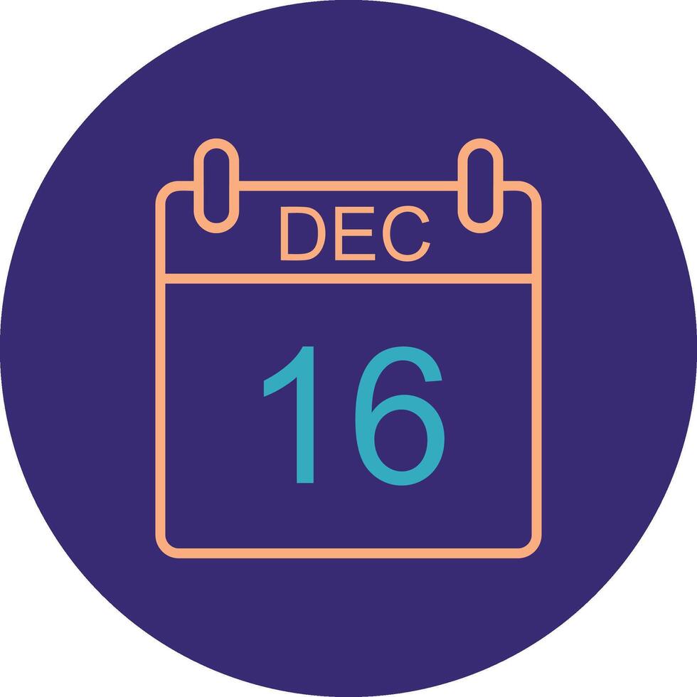 December Line Two Color Circle Icon vector