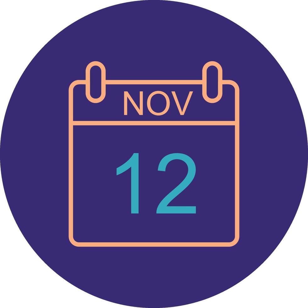 November Line Two Color Circle Icon vector