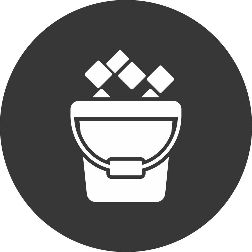 Ice Bucket Glyph Inverted Icon vector