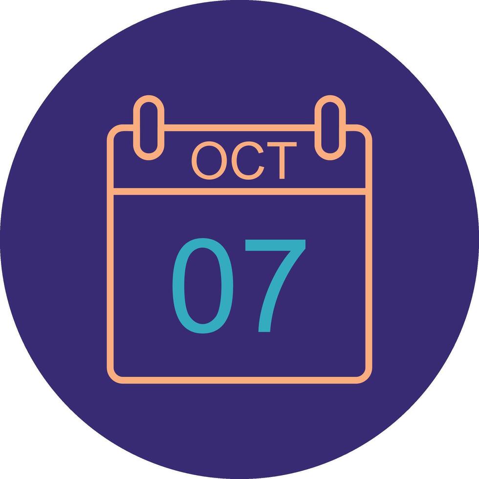 October Line Two Color Circle Icon vector