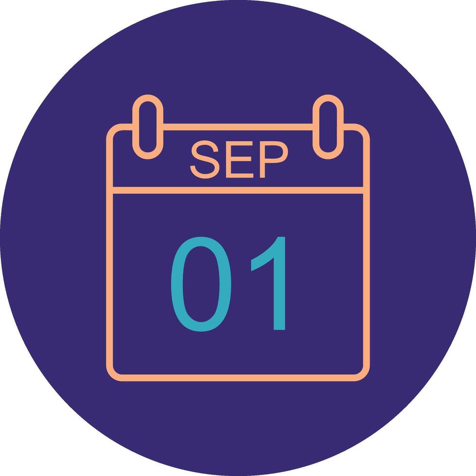 September Line Two Color Circle Icon vector