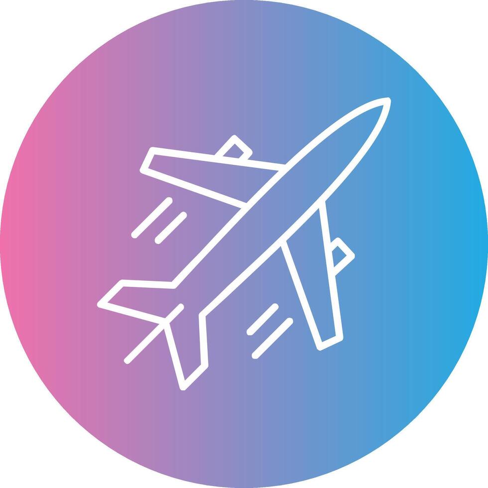Plane Line Gradient Circle Icon vector