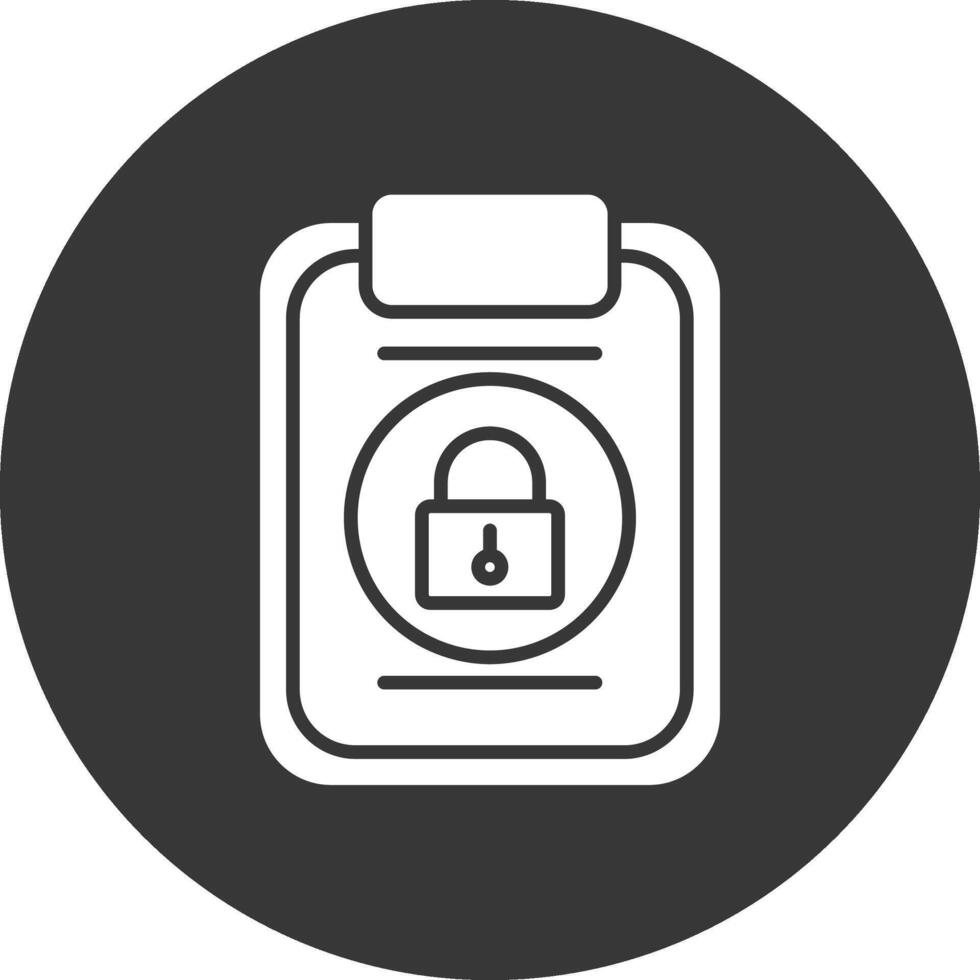 Notepad Lock Glyph Inverted Icon vector