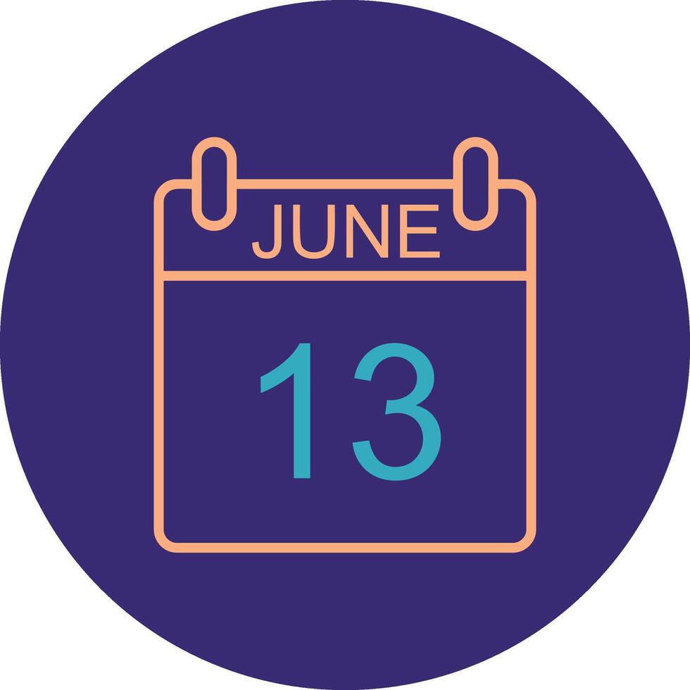 June Line Two Color Circle Icon vector