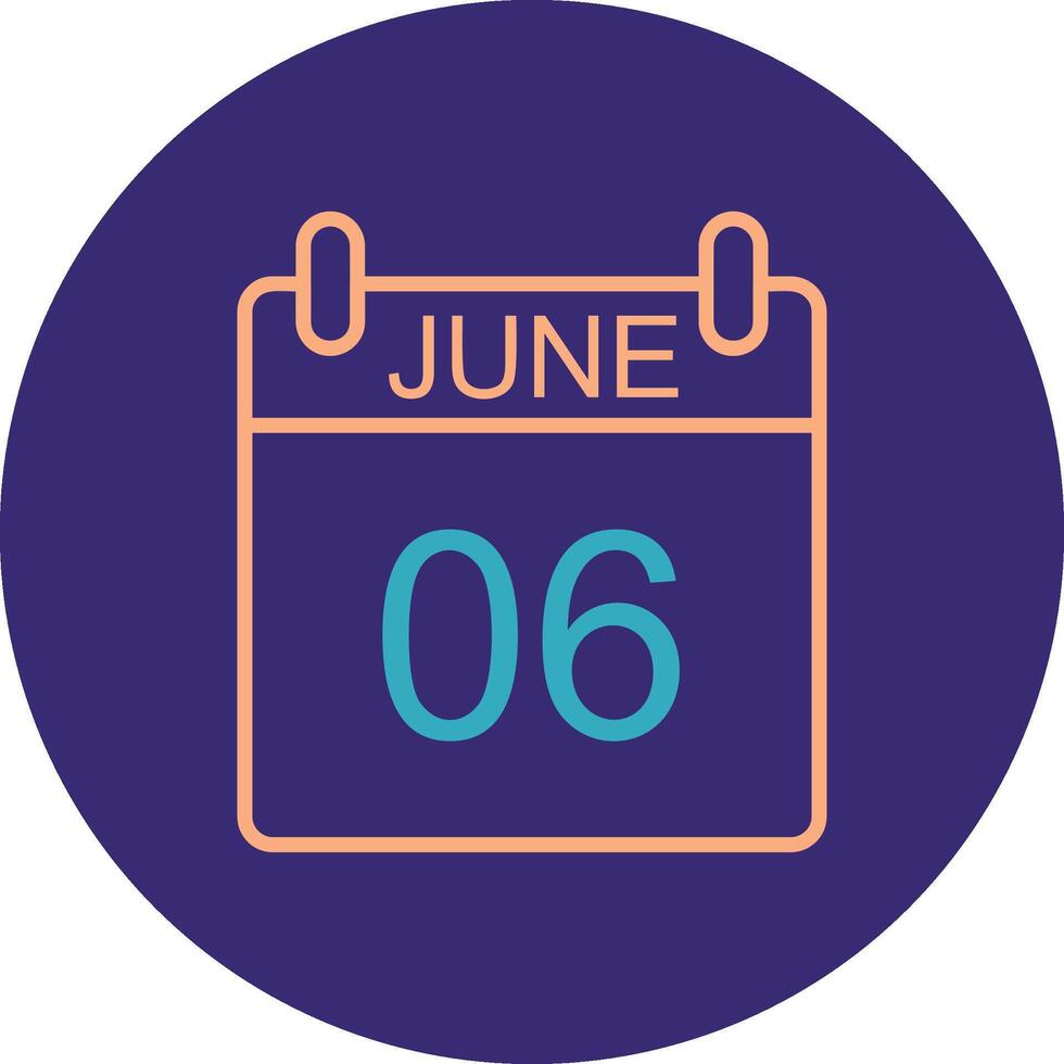June Line Two Color Circle Icon vector