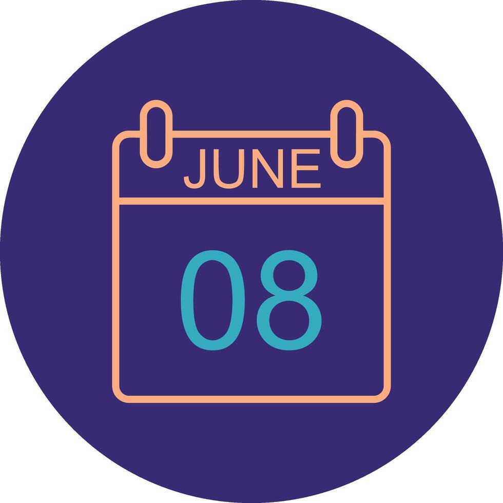 June Line Two Color Circle Icon vector