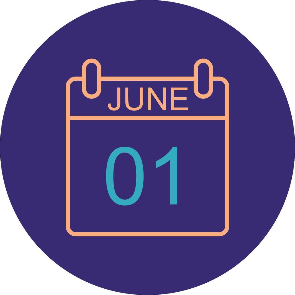 June Line Two Color Circle Icon vector