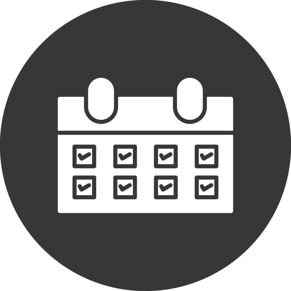 Calendar Glyph Inverted Icon vector