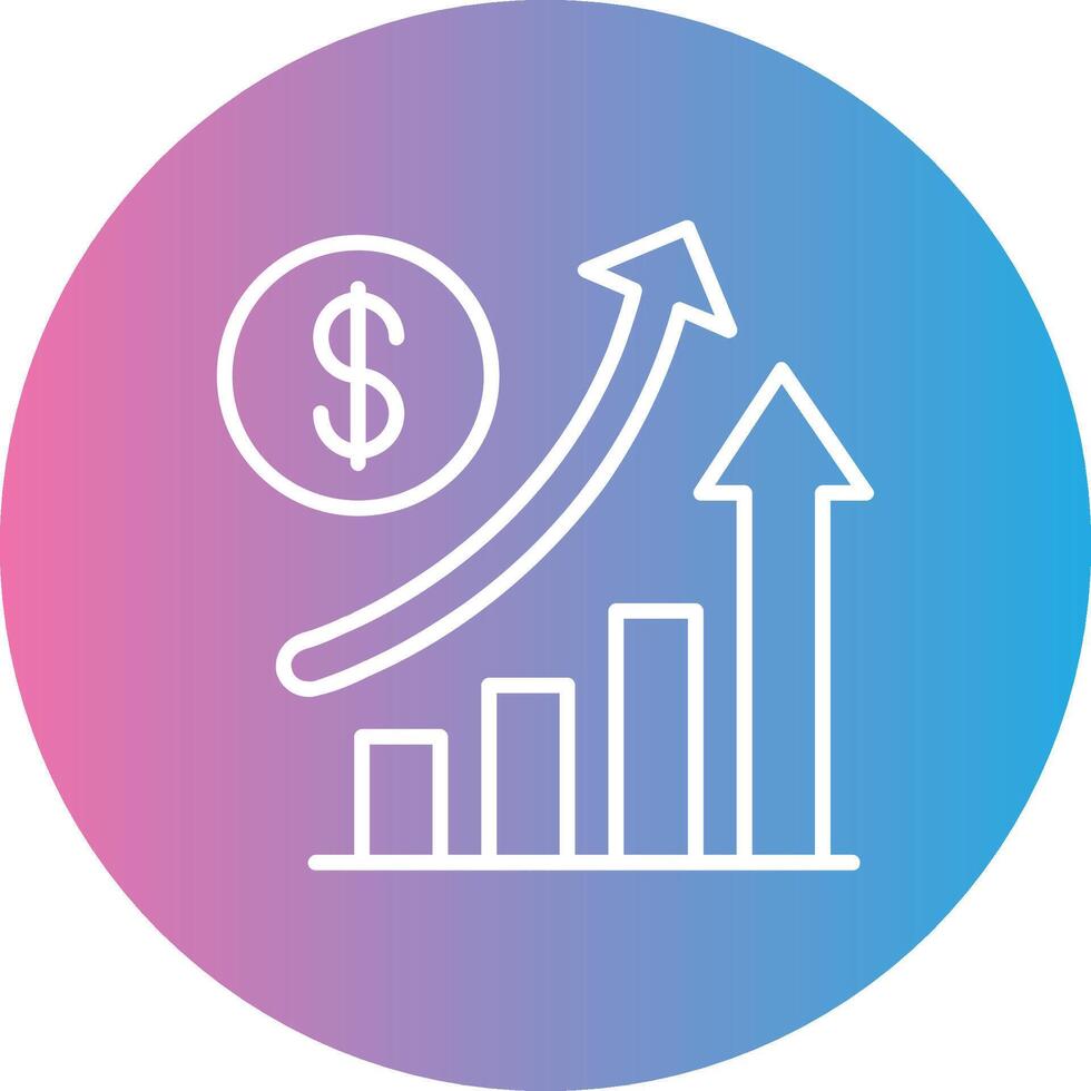Increase Sales Line Gradient Circle Icon vector
