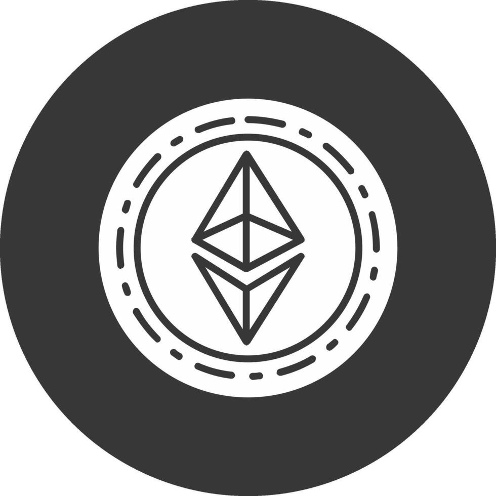 Ethereum Coin Glyph Inverted Icon vector