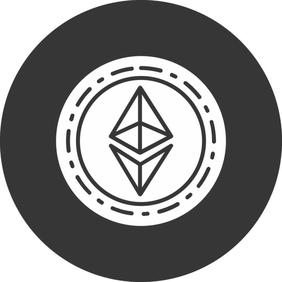 ethereum moneda glifo invertido icono vector