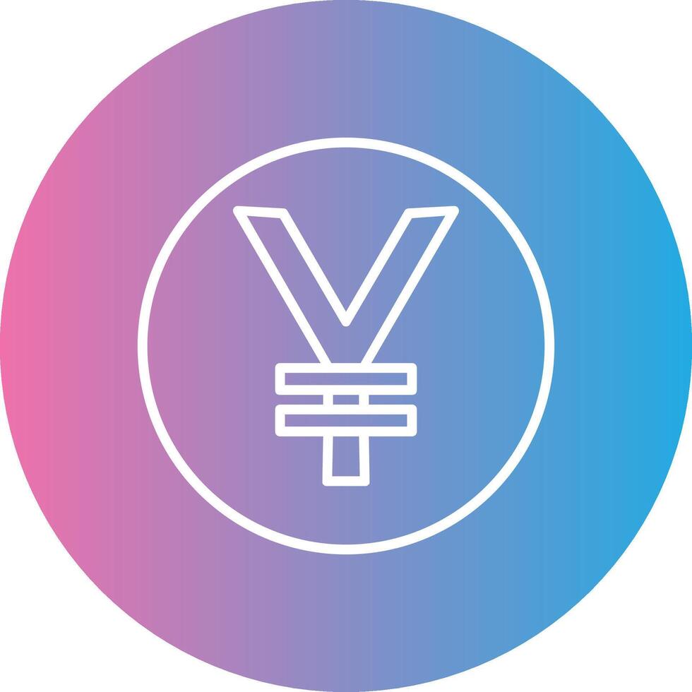 Yen Coin Line Gradient Circle Icon vector