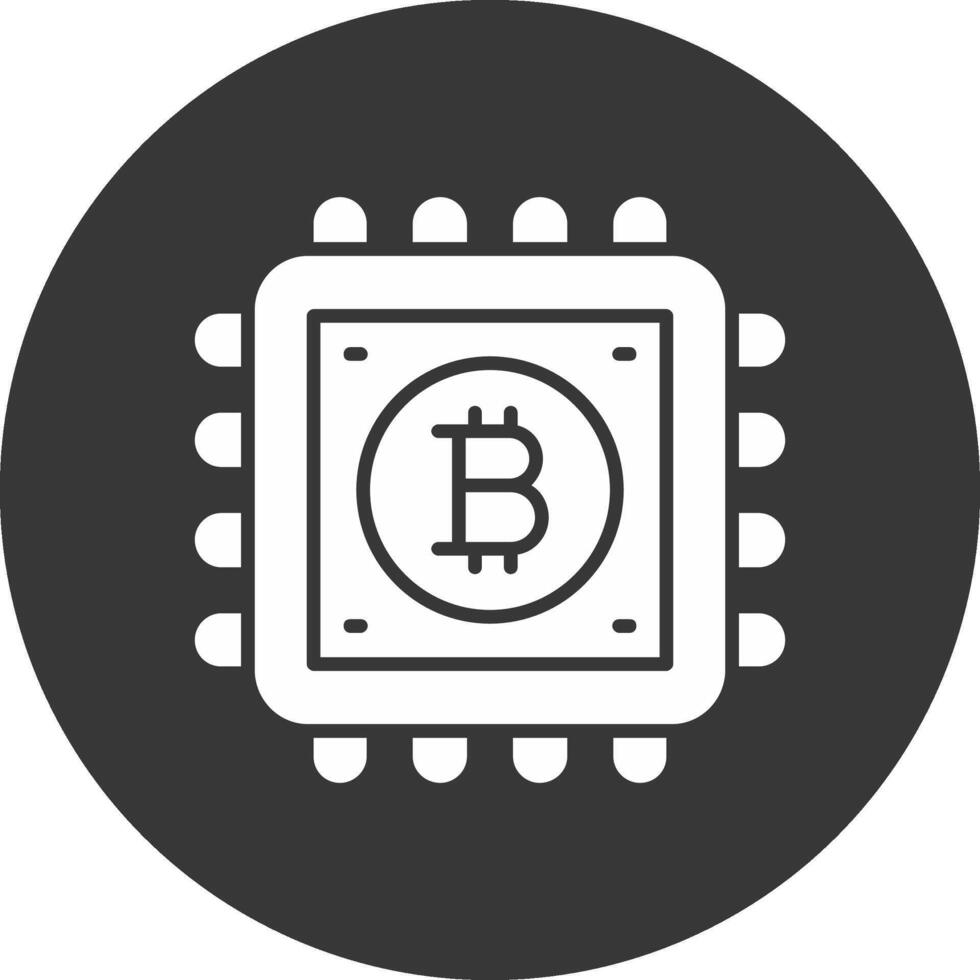 bitcoin proceso glifo invertido icono vector