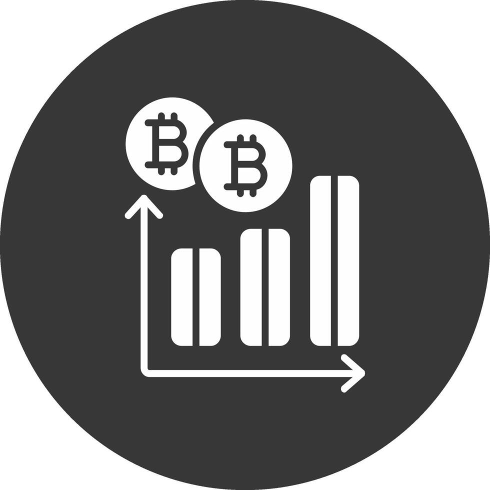 bitcoin grafico glifo invertido icono vector