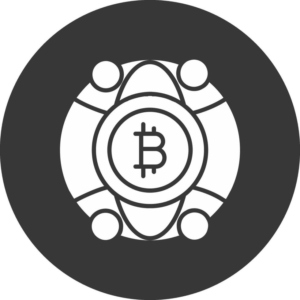 Global Bitcoin Glyph Inverted Icon vector