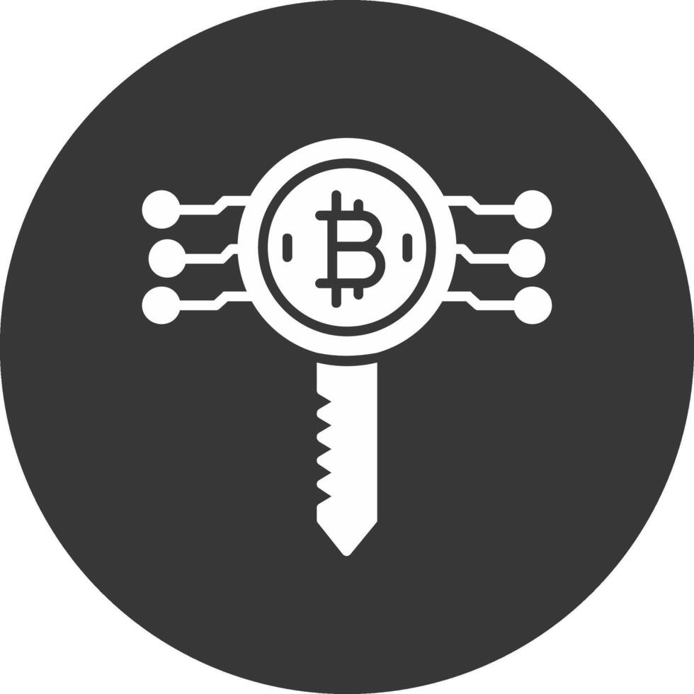 Bitcoin Key Glyph Inverted Icon vector