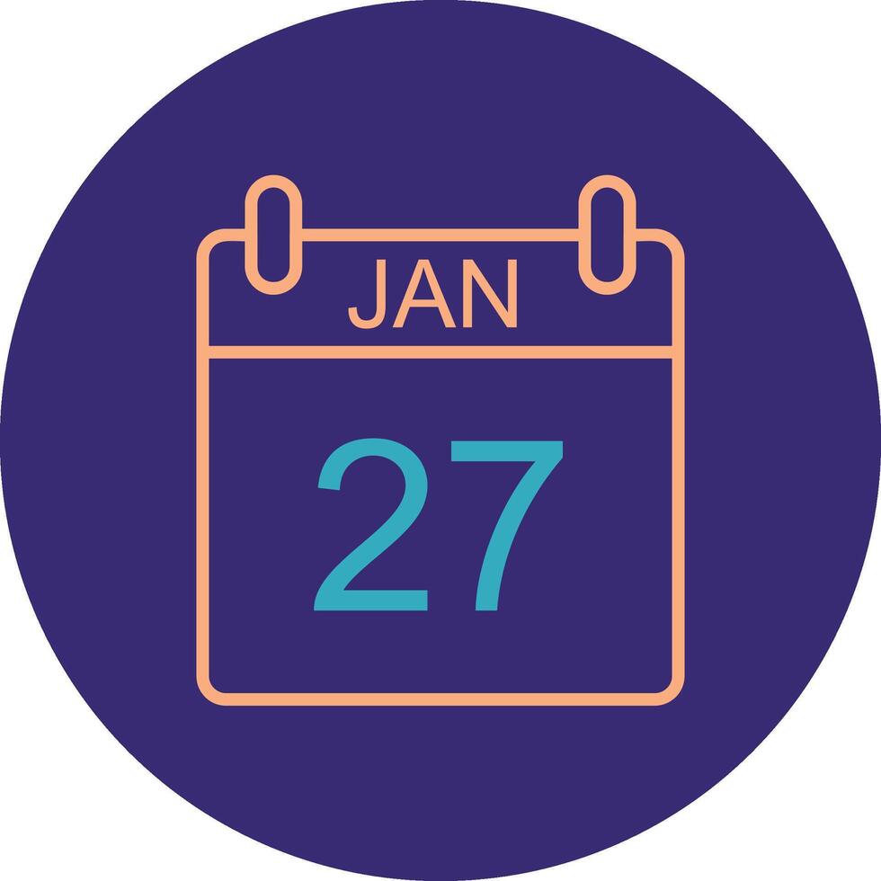 January Line Two Color Circle Icon vector