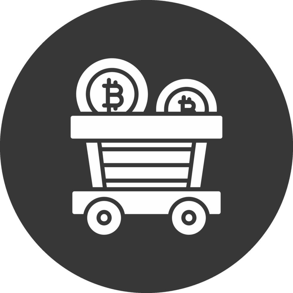 Bitcoin Trolley Glyph Inverted Icon vector