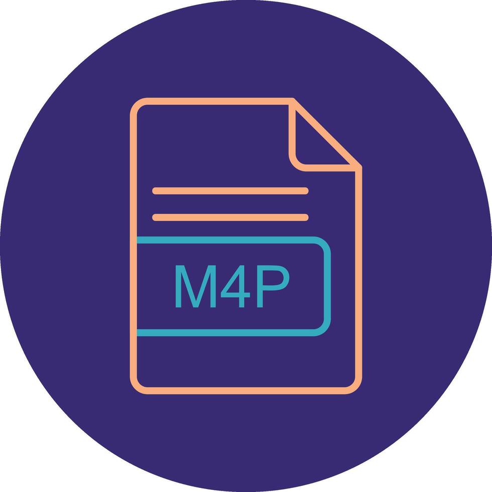 M4P File Format Line Two Color Circle Icon vector