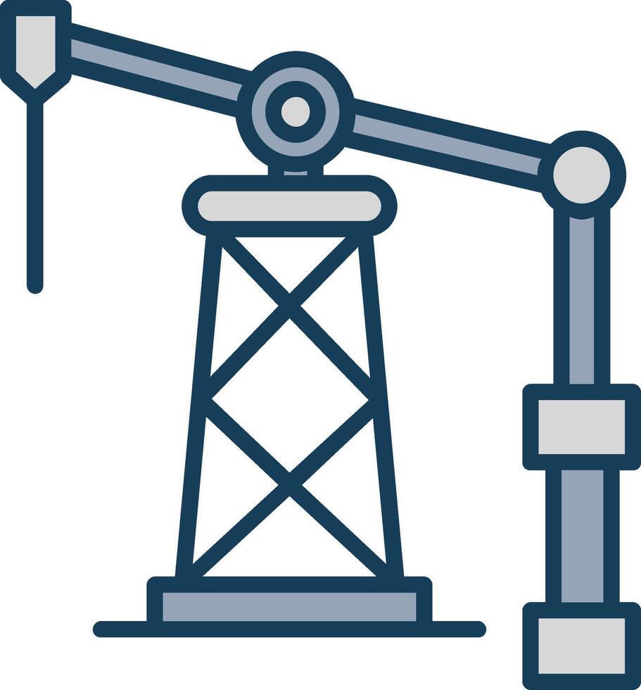 Oil Derrick Line Filled Grey Icon vector