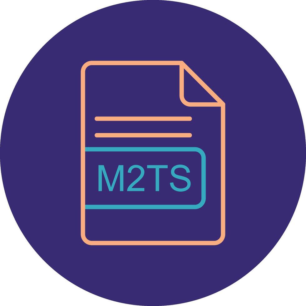 M2TS File Format Line Two Color Circle Icon vector