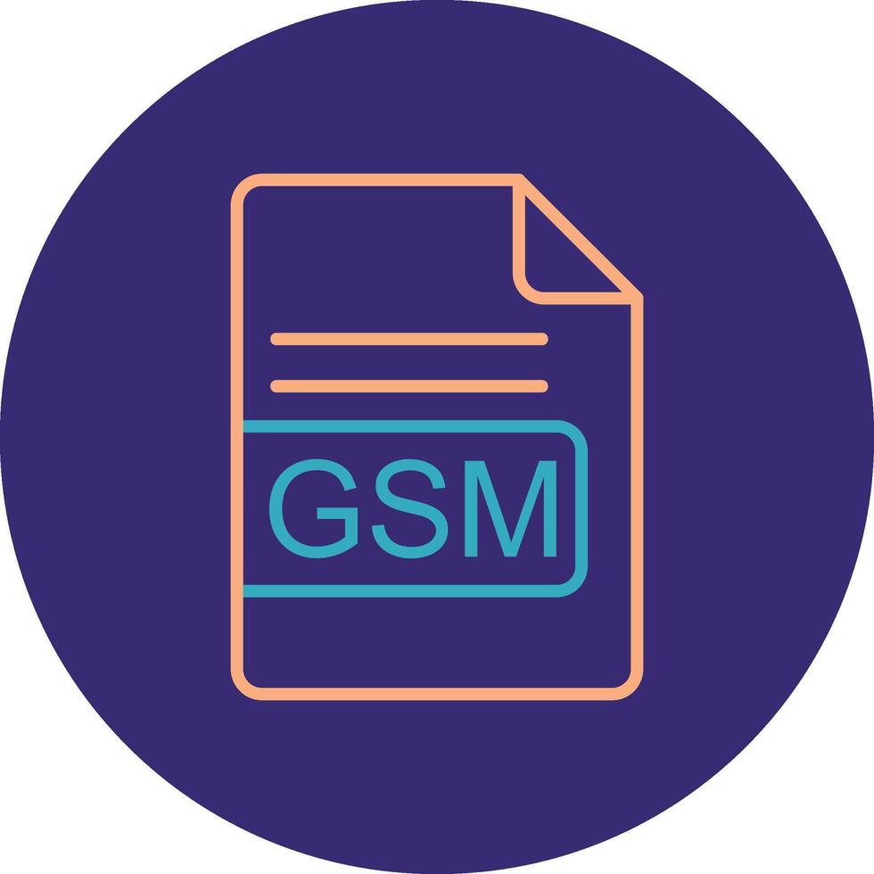 GSM File Format Line Two Color Circle Icon vector