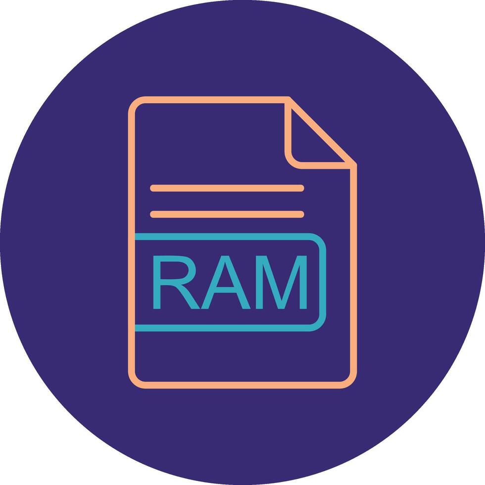 RAM archivo formato línea dos color circulo icono vector