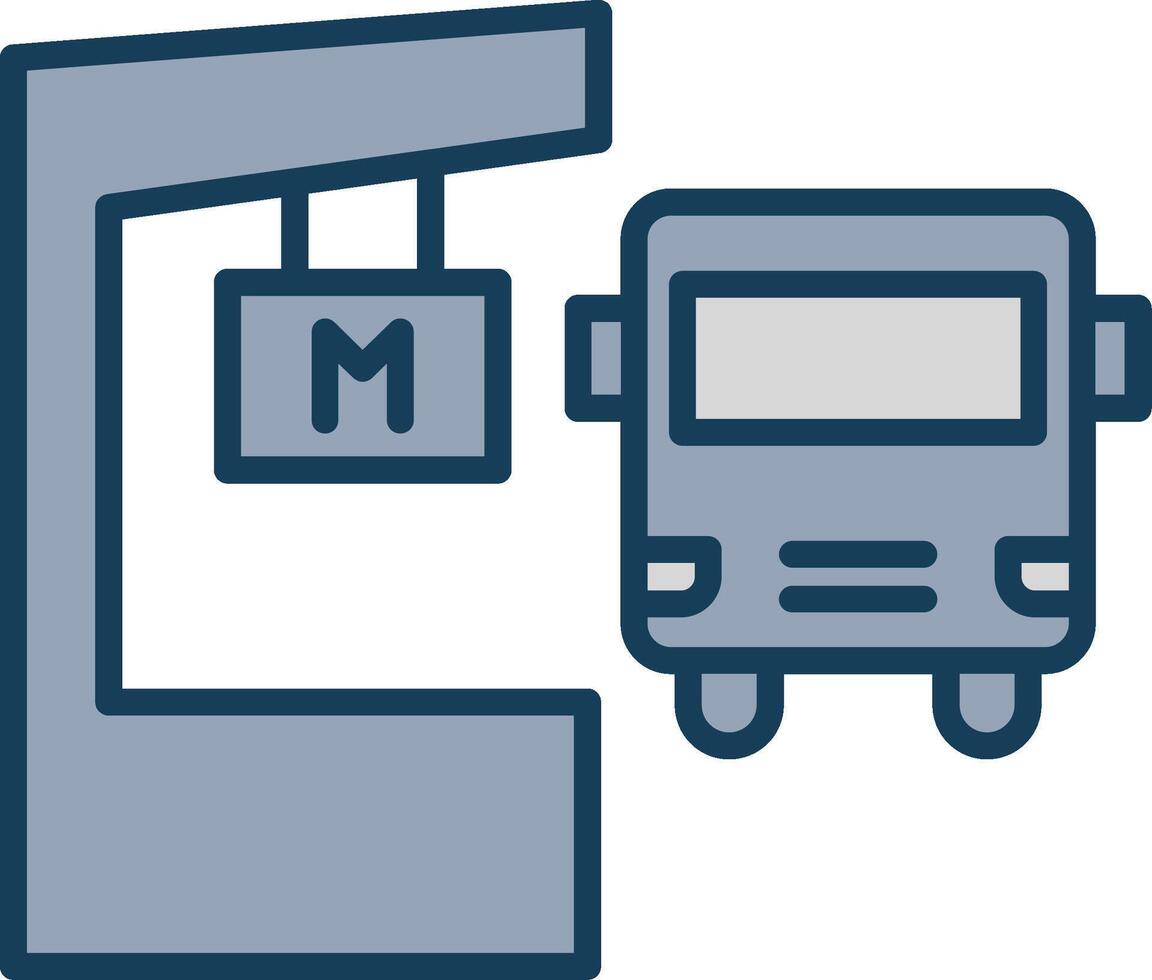 Metro Station Line Filled Grey Icon vector