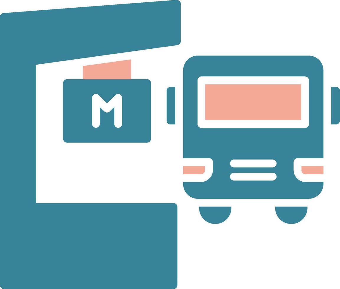 Metro Station Glyph Two Color Icon vector