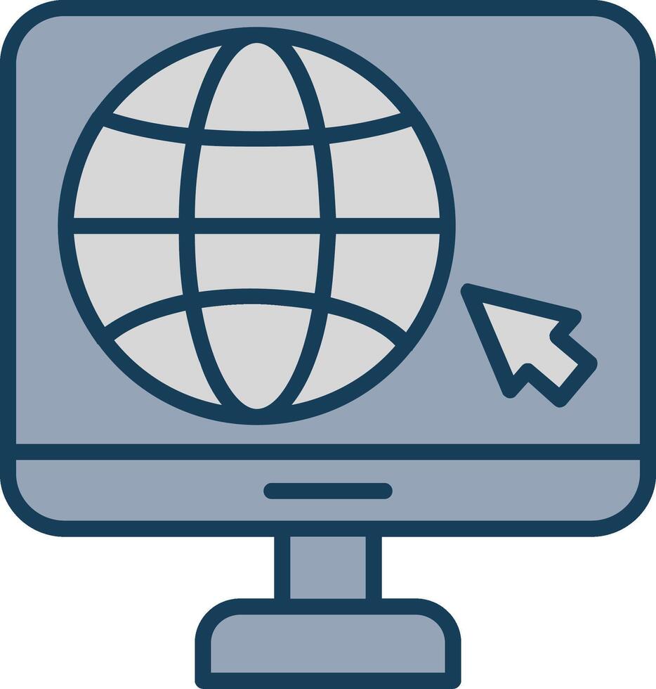 Website Line Filled Grey Icon vector