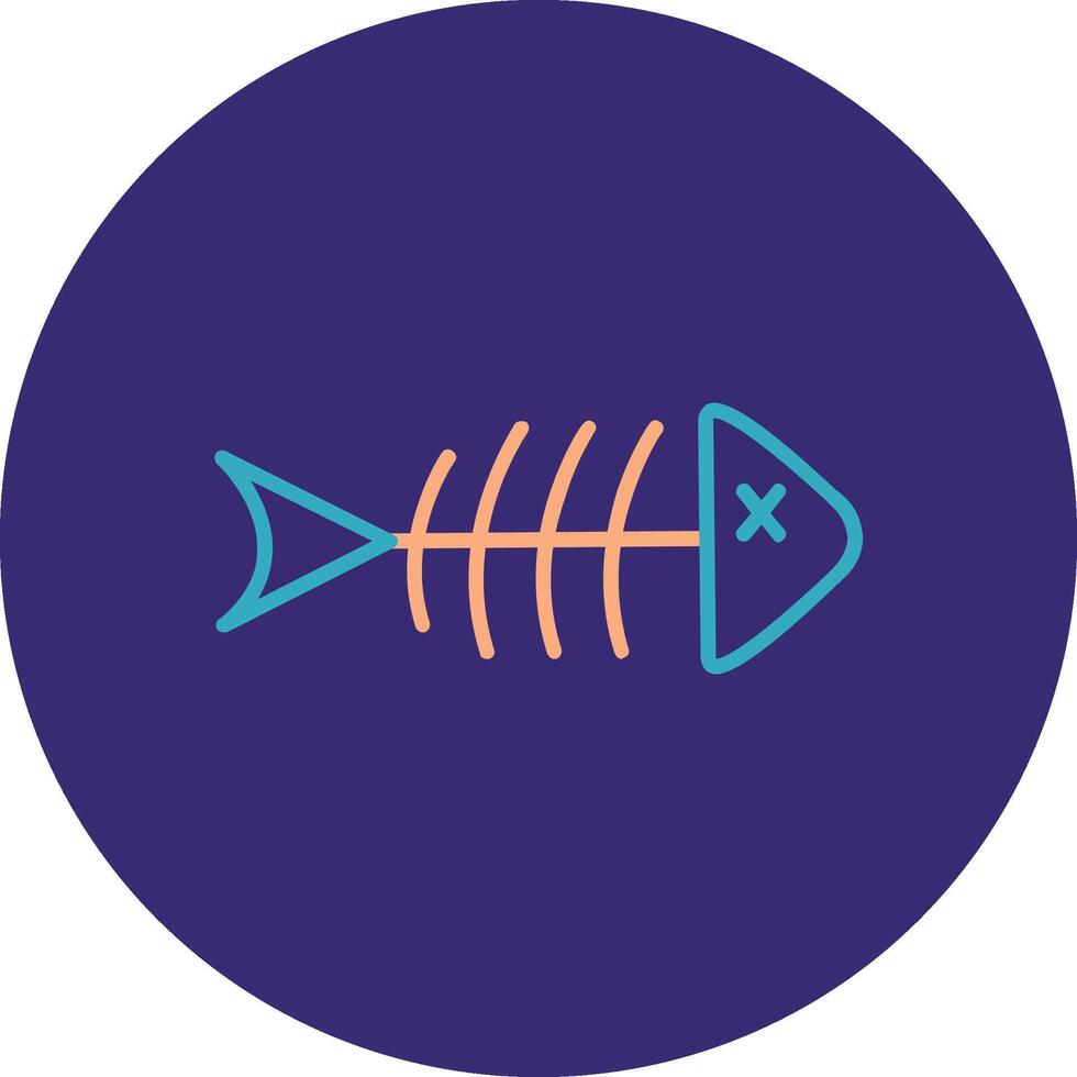 Fish Skeleton Line Two Color Circle Icon vector