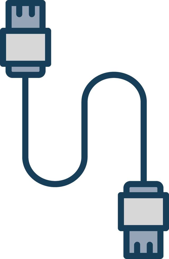 Database Cable Line Filled Grey Icon vector