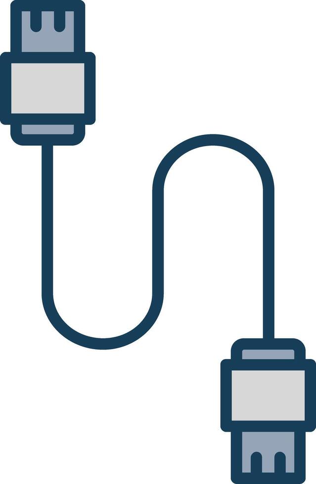Database Cable Line Filled Grey Icon vector