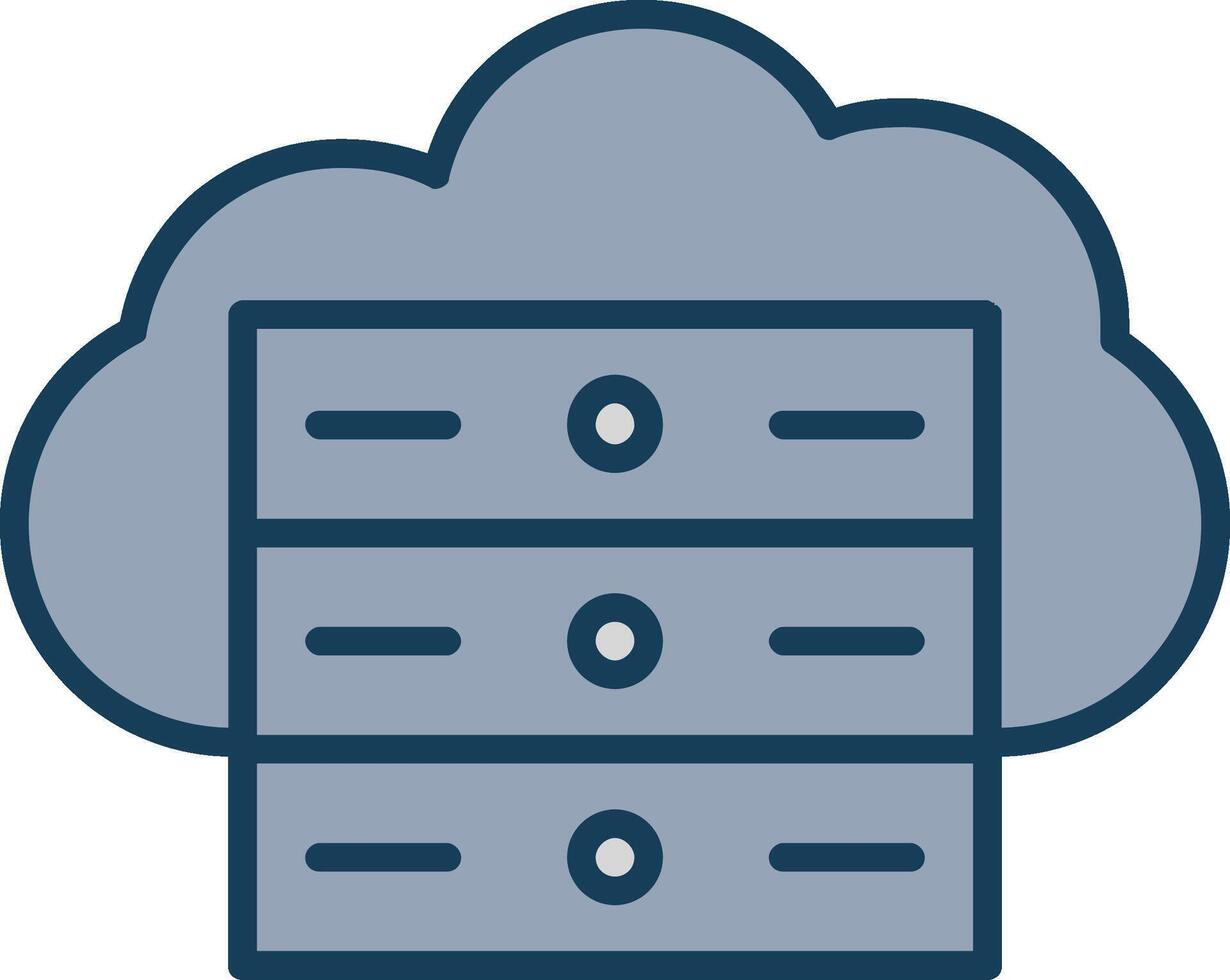 Cloud Server Line Filled Grey Icon vector