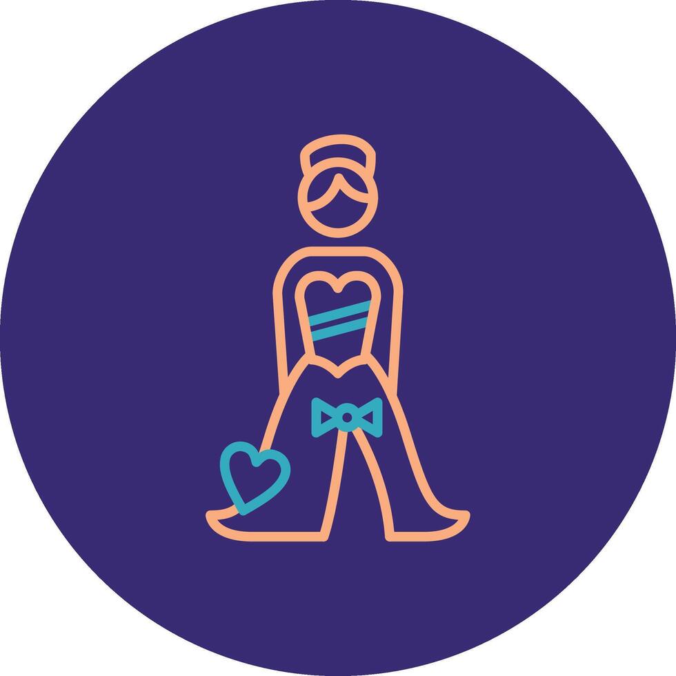 Bride Line Two Color Circle Icon vector