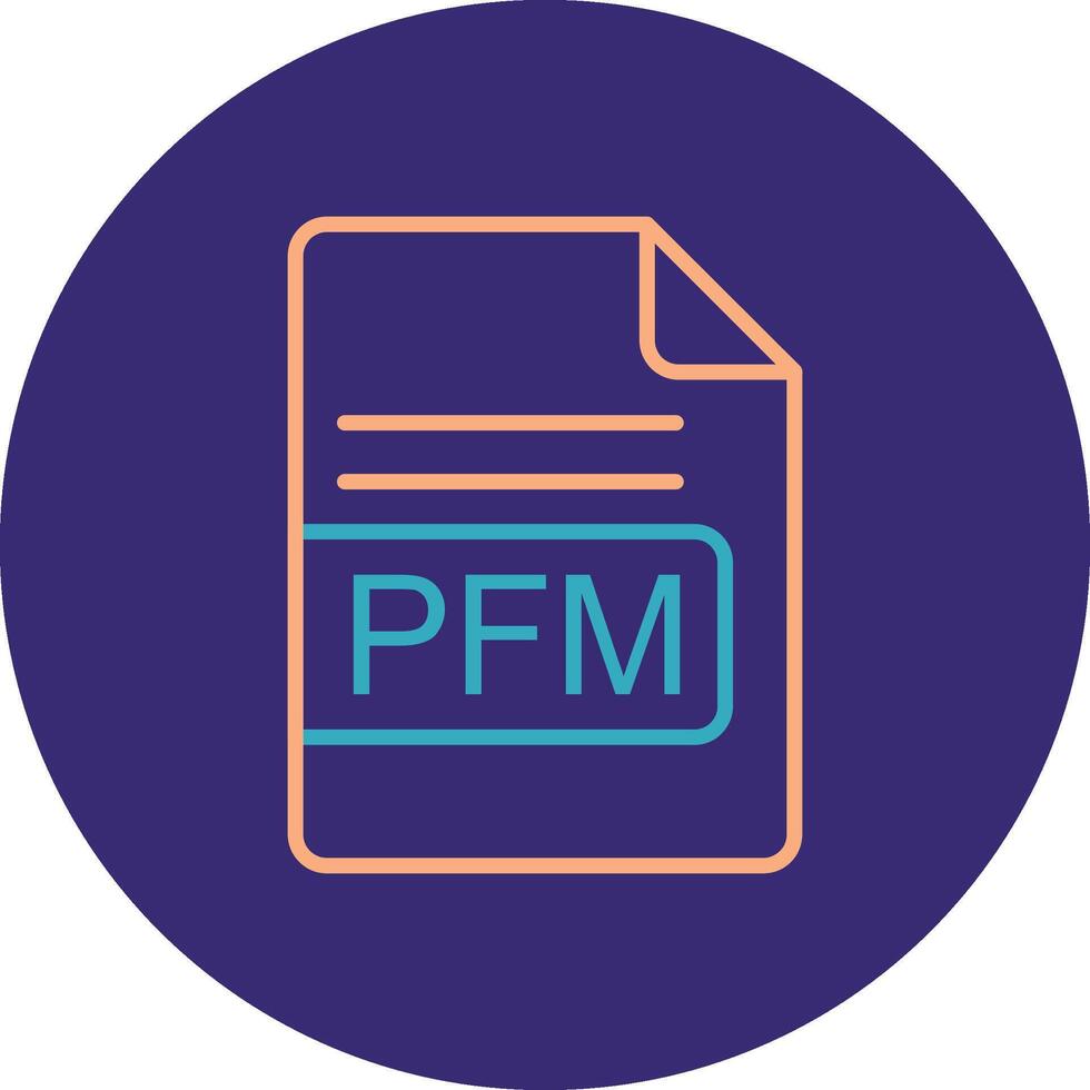 PFM File Format Line Two Color Circle Icon vector