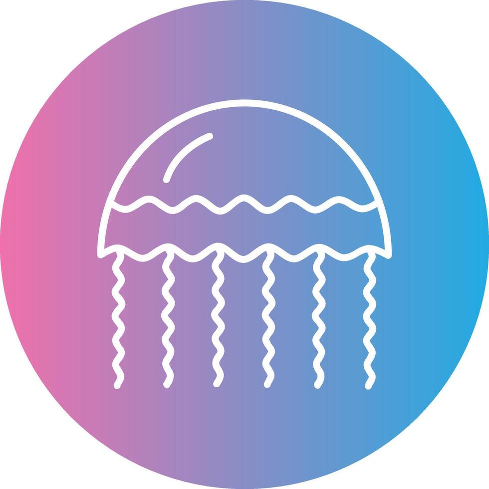 Jellyfish Line Gradient Circle Icon vector